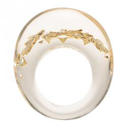 مملوكة مسبقًا Louis Vuitton Clear Resin Monogram Inclusion Ring Size 57