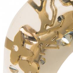 مملوكة مسبقًا Louis Vuitton Clear Resin Monogram Inclusion Ring Size 57