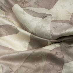 Pre Owned Louis Vuitton Cream Grey Square X-Ray Monogram Wool and Silk Shawl