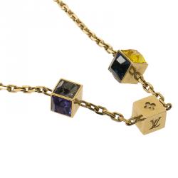 Pre Owned قلادة لوي فيتون غامبل مونوغرام كريستال ذهبي اللون