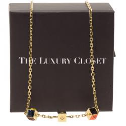 Pre Owned قلادة لوي فيتون غامبل مونوغرام كريستال ذهبي اللون