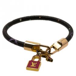 Pre Owned سوار لوي فيتون لاك أيت كانفاس مونوغرامي متعدد الألوان إيناميل دلاية ذهبية اللون 16 سم