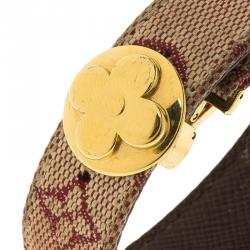 Louis Vuitton Wish Monogram Burgundy & White Canvas Gold Tone Wide Bracelet