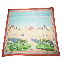 Pre Owned Louis Vuitton Multicolor Beach Printed Cotton Square Scarf
