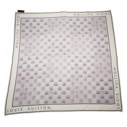 مملوكة مسبقًا وشاح لوي فيتون نقوش دامييه قطن بنفسجي وأبيض مربع