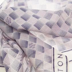 مملوكة مسبقًا وشاح لوي فيتون نقوش دامييه قطن بنفسجي وأبيض مربع