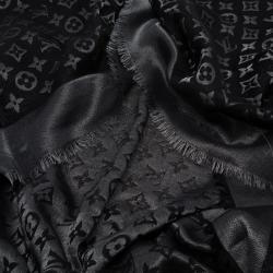 Pre Owned وشاح لوي فيتون مونوغرامي أسود ورصاصي براق 