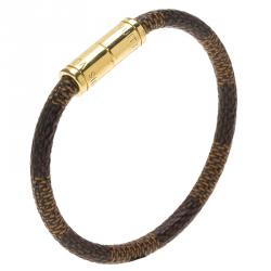 Pre Owned Louis Vuitton Keep It Damier Canvas Gold Tone Bracelet 15cm