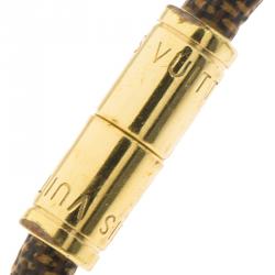 Pre Owned Louis Vuitton Keep It Damier Canvas Gold Tone Bracelet 15cm