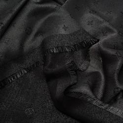 Pre Owned Louis Vuitton Charcoal Grey Monogram Shine Wool Silk Shawl