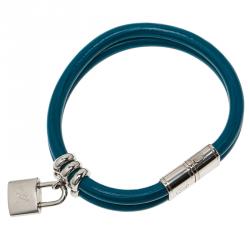 Pre Owned Louis Vuitton Keep It Twice Padlock Charm Leather Bracelet 