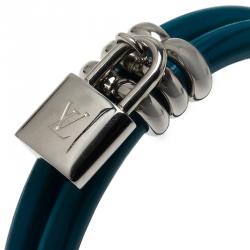 Pre Owned Louis Vuitton Keep It Twice Padlock Charm Leather Bracelet 