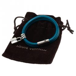 Pre Owned Louis Vuitton Keep It Twice Padlock Charm Leather Bracelet 