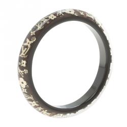 Pre Owned Louis Vuitton Brown Clear Resin Gold Tone Monogram Inclusion Bangle 19cm