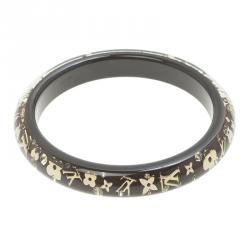 Pre Owned Louis Vuitton Brown Clear Resin Gold Tone Monogram Inclusion Bangle 19cm
