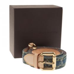 Pre Owned Louis Vuitton Blue Monogram Denim Belt 100CM
