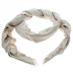 Pre Owned Louis Vuitton Beige Monogram Silk and Wool Shawl