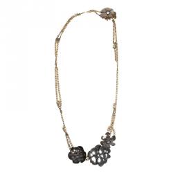Pre Owned Louis Vuitton Gold-tone Floral Embellished Necklace