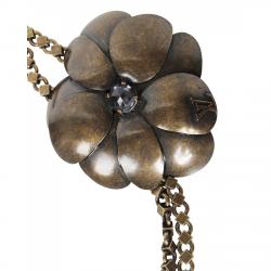 Pre Owned Louis Vuitton Gold-tone Floral Embellished Necklace