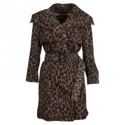 Louis Vuitton Brown Leopard Printed Nylon Belted Trench Coat M
