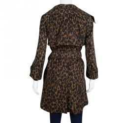 Louis Vuitton Brown Leopard Printed Nylon Belted Trench Coat M