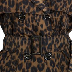 Louis Vuitton Brown Leopard Printed Nylon Belted Trench Coat M