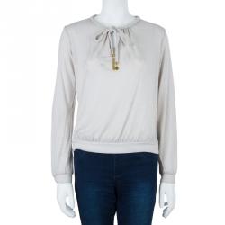 Pre Owned Louis Vuitton Beige Long Sleeve Top M
