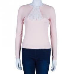 Pre Owned Louis Vuitton Cotton Lace Long Sleeve Top S