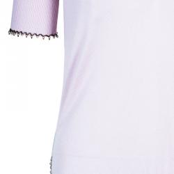 Louis Vuitton Embellished Pink Short Sleeve Sweater S