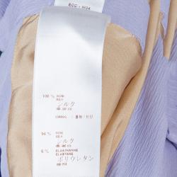 Pre Owned فستان لوي فيتون ماكسي حرير بنفسجي مكشكش بحزام S