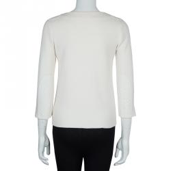 Louis Vuitton White Eyelet Patch Sweater S