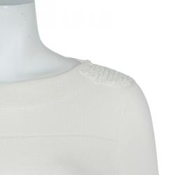 Louis Vuitton White Eyelet Patch Sweater S