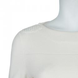 Louis Vuitton White Eyelet Patch Sweater S