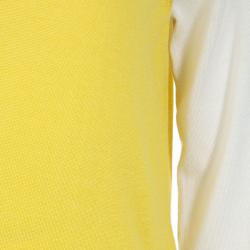 Louis Vuitton Yellow and White Shoulder Zip Detail Sweater M