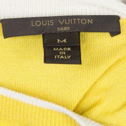 Louis Vuitton Yellow and White Shoulder Zip Detail Sweater M
