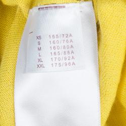 Louis Vuitton Yellow and White Shoulder Zip Detail Sweater M
