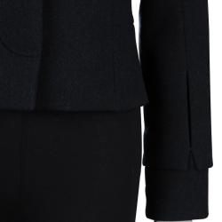 Louis Vuitton Black Wool Beaded Floral Applique Collar Detail Jacket S