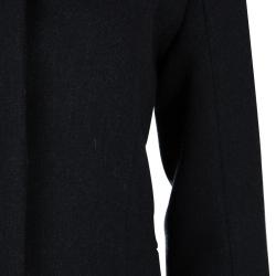 Louis Vuitton Black Wool Beaded Floral Applique Collar Detail Jacket S