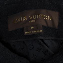 Louis Vuitton Black Wool Beaded Floral Applique Collar Detail Jacket S