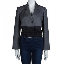 Louis Vuitton Grey Colorblock Elasticized Waist Detail Blazer M