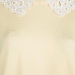 Pre Owned Louis Vuitton Yellow Knit Eyelet Collar Detail Sweater M