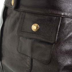 Pre Owned Louis Vuitton Dark Brown Leather Skirt S
