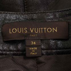 Pre Owned Louis Vuitton Dark Brown Leather Skirt S