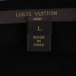 Louis Vuitton Black Knit Ruched Short Sleeve Dress L