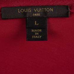 Pre Owned Louis Vuitton Red Knit Ruched Long Sleeve Top L