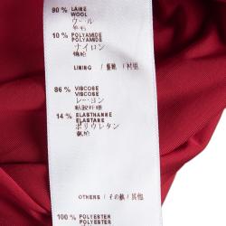 Pre Owned Louis Vuitton Red Knit Ruched Long Sleeve Top L