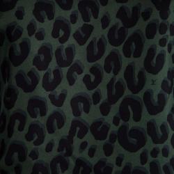 Louis Vuitton Olive Green Leopard Printed Silk Ruched Dress M