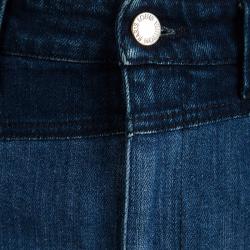 Louis Vuitton Indigo Colorblock Denim Monogrammed Patchwork Skirt L