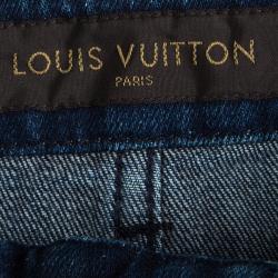 Louis Vuitton Indigo Colorblock Denim Monogrammed Patchwork Skirt L