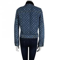 Louis Vuitton Indigo Monogrammed Denim Velvet Collar Detail Jacket S